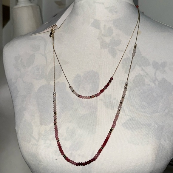 LOFT Jewelry - LOFT Layered Pink Ombré Beaded and Chain Necklace